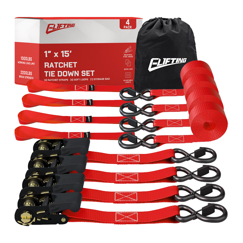 1 ″ x 15 "Ratchet Tie-down Kit （4-Pack）